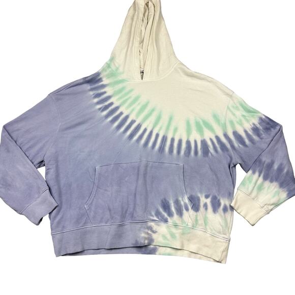 Wildfox Size XL Womens Purple Tie-Dye Relax Fit Cropped Style Hooded Sweatshirt - Picture 1 of 7